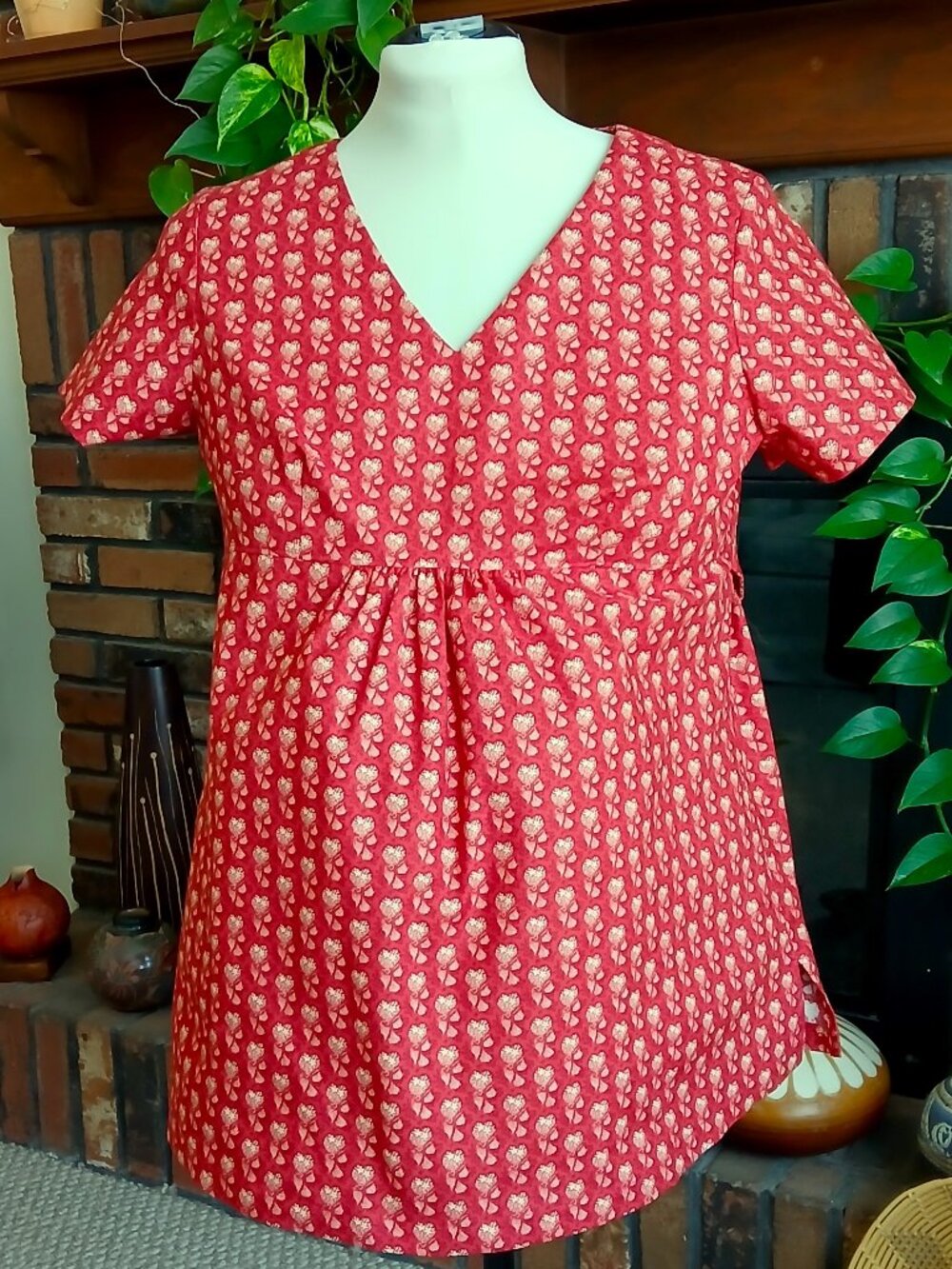 Handmade Maternity Scrub Top, 100% Cotton, Size Med/12